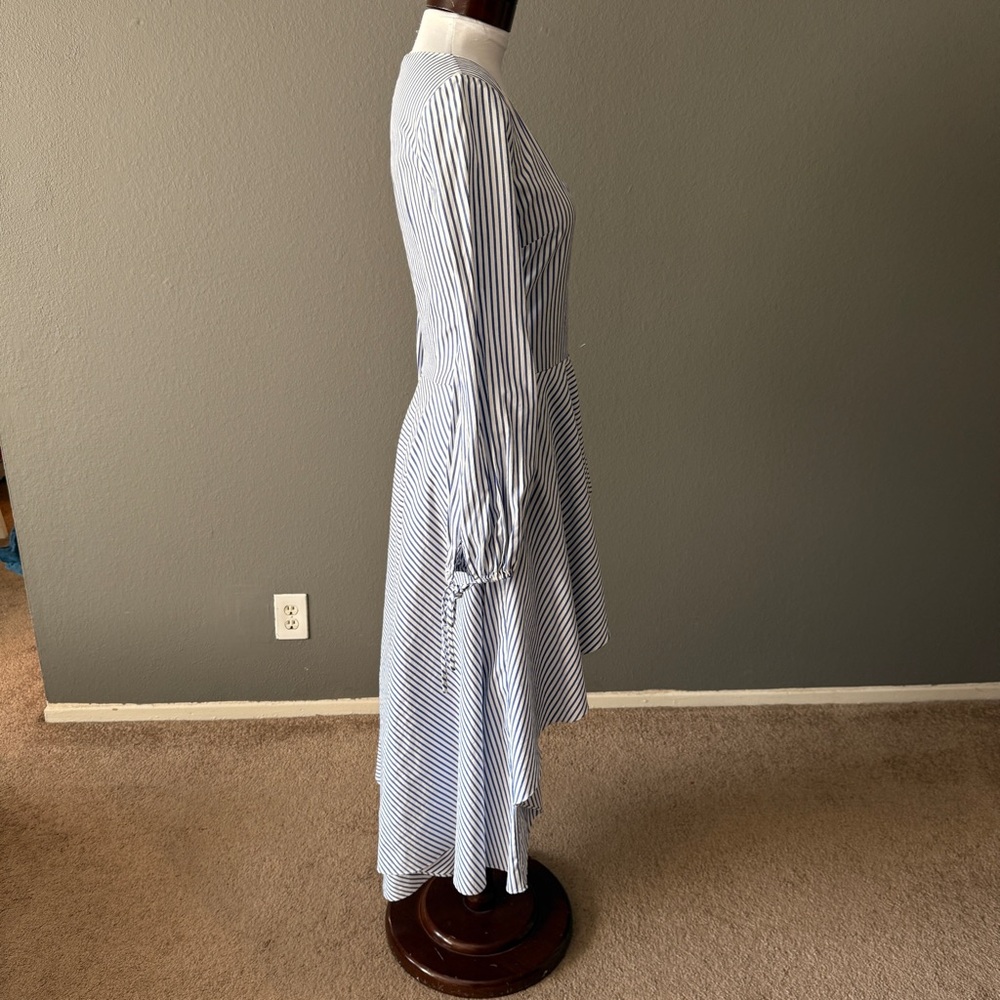 Caroline Constas New York Lena navy blue white nautical hi low stripe dress Sz S - Picture 8 of 10